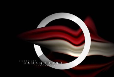 Gökkuşağı sıvı geometrik şekil dalga ve metalik renkler