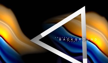 Gökkuşağı sıvı geometrik şekil dalga ve metalik renkler