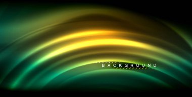 Neon parlayan dalga, sihirli enerji ve ışık arka plan. Vektör çizim