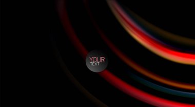 Dalga satırları sıvı gökkuşağı tarzı renk çizgili siyah arka plan üzerine soyut. Sunum, app duvar kağıdı, başlık sayfası veya poster için sanatsal illüstrasyon