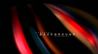 Dalga satırları sıvı gökkuşağı tarzı renk çizgili siyah arka plan üzerine soyut. Sunum, app duvar kağıdı, başlık sayfası veya poster için sanatsal illüstrasyon