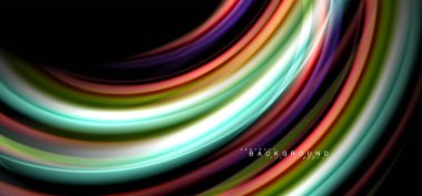 Siyah arka plan üzerinde renkli dalga satırları