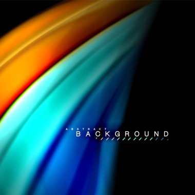 Sıvı karıştırma renkler dalga arka plan tasarlamak vektör. Renkli örgü dalgalar