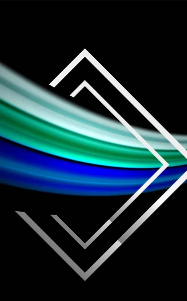 Gökkuşağı sıvı geometrik şekil dalga ve metalik renkler — Stok Vektör