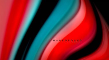 Sıvı gökkuşağı renkleri siyah arka plan üzerinde vektör dalga çizgiler ve kıvrımlar