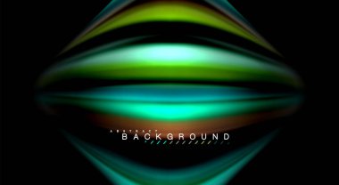 Dalga satırları sıvı gökkuşağı tarzı renk çizgili siyah arka plan üzerine soyut. Sunum, app duvar kağıdı, başlık sayfası veya poster için sanatsal illüstrasyon