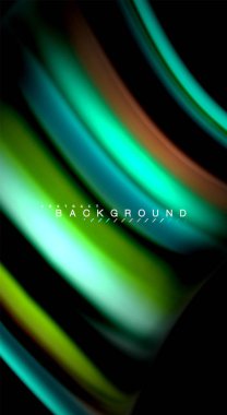 Dalga satırları sıvı gökkuşağı tarzı renk çizgili siyah arka plan üzerine soyut. Sunum, app duvar kağıdı, başlık sayfası veya poster için sanatsal illüstrasyon