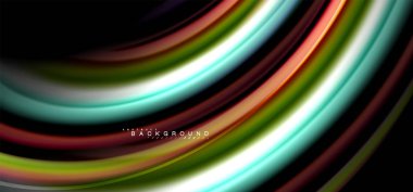 Siyah arka plan üzerinde renkli dalga satırları