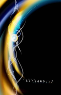 Siyah, sıvı üzerinde renk parlak ışık efektleri çok renkli dalgalı şekil stil