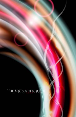 Siyah, sıvı üzerinde renk parlak ışık efektleri çok renkli dalgalı şekil stil