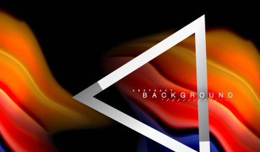 Gökkuşağı sıvı geometrik şekil dalga ve metalik renkler. Sunum, app duvar kağıdı, başlık sayfası veya poster için sanatsal illüstrasyon