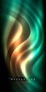 Neon parlayan dalga, sihirli enerji ve ışık arka plan