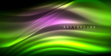 Neon parlayan dalga, sihirli enerji ve ışık arka plan