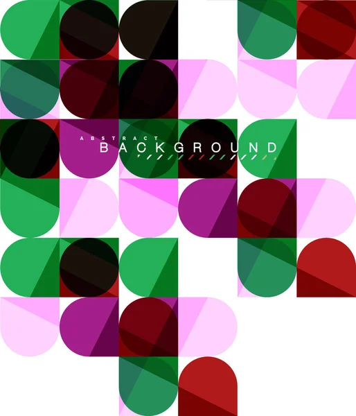 Formes géométriques carrées rondes sur fond blanc, mosaïque de carreaux abstraite — Image vectorielle