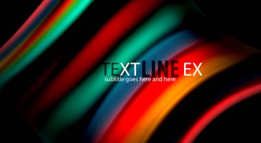 Dalga satırları sıvı gökkuşağı tarzı renk çizgili siyah arka plan üzerine soyut. Sunum, app duvar kağıdı, başlık sayfası veya poster için sanatsal illüstrasyon