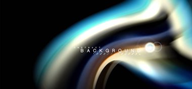 Siyah, sıvı üzerinde renk parlak ışık efektleri çok renkli dalgalı şekil stil