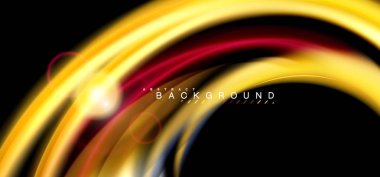 Siyah, sıvı üzerinde renk parlak ışık efektleri çok renkli dalgalı şekil stil