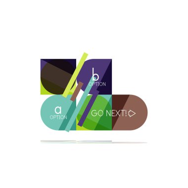 En az daire temiz soyut seçeneği adım Infographic tasarım öğesi, geometrik şekiller - Tur kareler, daireler ve satırları düzeni ile örnek metin