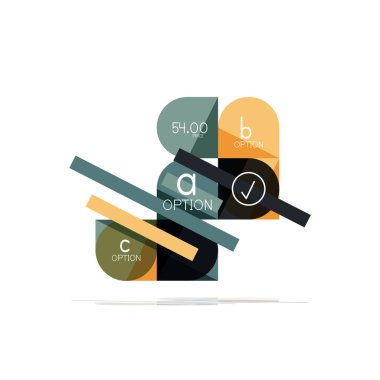 En az daire temiz soyut seçeneği adım Infographic tasarım öğesi, geometrik şekiller - Tur kareler, daireler ve satırları düzeni ile örnek metin