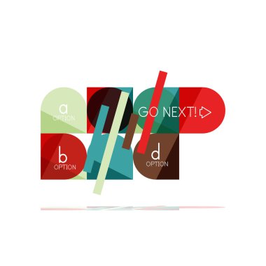 En az daire temiz soyut seçeneği adım Infographic tasarım öğesi, geometrik şekiller - Tur kareler, daireler ve satırları düzeni ile örnek metin