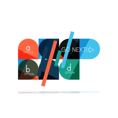 En az daire temiz soyut seçeneği adım Infographic tasarım öğesi, geometrik şekiller - Tur kareler, daireler ve satırları düzeni ile örnek metin