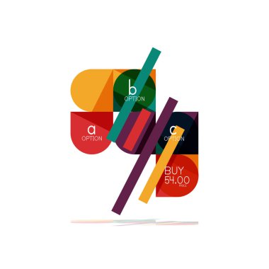 En az daire temiz soyut seçeneği adım Infographic tasarım öğesi, geometrik şekiller - Tur kareler, daireler ve satırları düzeni ile örnek metin