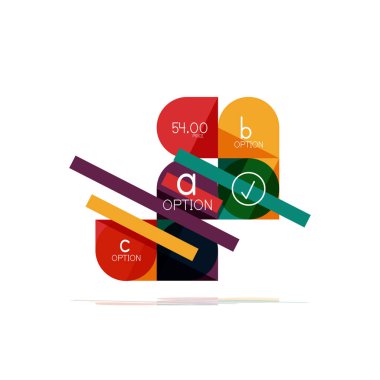 En az daire temiz soyut seçeneği adım Infographic tasarım öğesi, geometrik şekiller - iş veya web sunumu, app veya arabirim için örnek metin kareler, daireler ve satırların düzeniyle yuvarlak