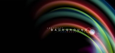 Siyah, sıvı üzerinde renk parlak ışık efektleri çok renkli dalgalı şekil stil