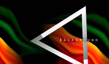 Gökkuşağı sıvı geometrik şekil dalga ve metalik renkler