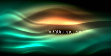 Neon parlayan dalga, sihirli enerji ve ışık arka plan