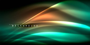 Neon parlayan dalga, sihirli enerji ve ışık arka plan