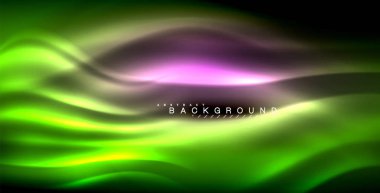 Neon parlayan dalga, sihirli enerji ve ışık arka plan