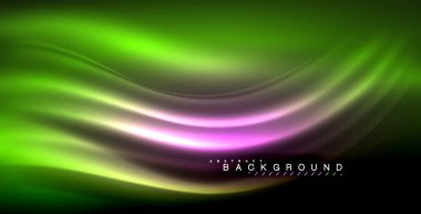 Neon parlayan dalga, sihirli enerji ve ışık arka plan