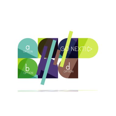 En az daire temiz soyut seçeneği adım Infographic tasarım öğesi, geometrik şekiller - Tur kareler, daireler ve satırları düzeni ile örnek metin