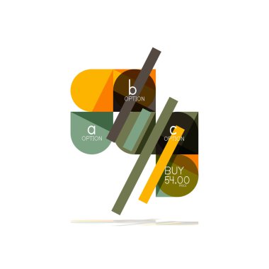 En az daire temiz soyut seçeneği adım Infographic tasarım öğesi, geometrik şekiller - Tur kareler, daireler ve satırları düzeni ile örnek metin