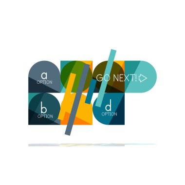 En az daire temiz soyut seçeneği adım Infographic tasarım öğesi, geometrik şekiller - Tur kareler, daireler ve satırları düzeni ile örnek metin