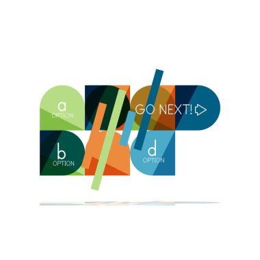 En az daire temiz soyut seçeneği adım Infographic tasarım öğesi, geometrik şekiller - Tur kareler, daireler ve satırları düzeni ile örnek metin