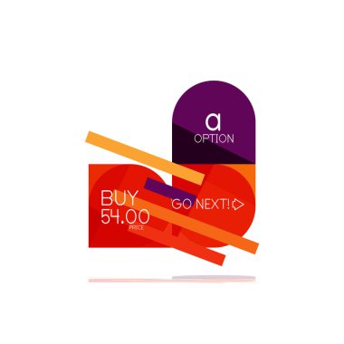 En az daire temiz soyut seçeneği adım Infographic tasarım öğesi, geometrik şekiller - Tur kareler, daireler ve satırları düzeni ile örnek metin