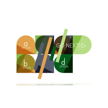 En az daire temiz soyut seçeneği adım Infographic tasarım öğesi, geometrik şekiller - Tur kareler, daireler ve satırları düzeni ile örnek metin