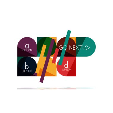 En az daire temiz soyut seçeneği adım Infographic tasarım öğesi, geometrik şekiller - Tur kareler, daireler ve satırları düzeni ile örnek metin