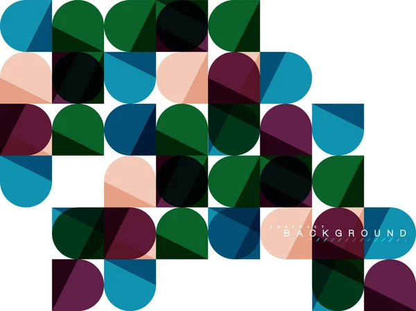 Forme geometriche quadrate rotonde su sfondo bianco, mosaico piastrelle astratto — Vettoriale Stock