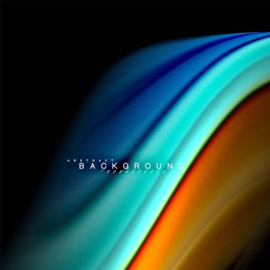 Sıvı karıştırma renkler dalga arka plan tasarlamak vektör. Renkli örgü dalgalar