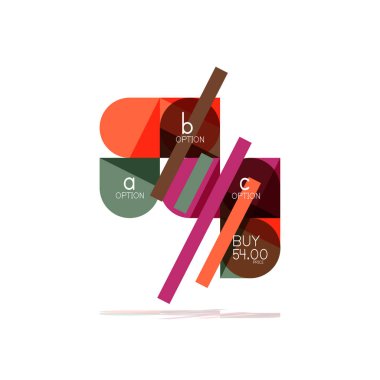 En az daire temiz soyut seçeneği adım Infographic tasarım öğesi, geometrik şekiller - Tur kareler, daireler ve satırları düzeni ile örnek metin