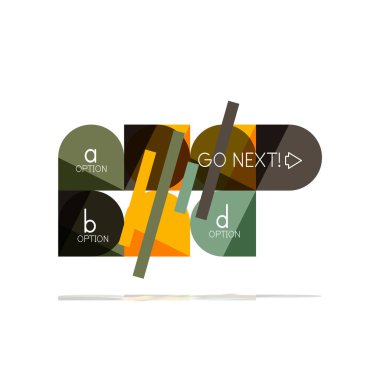 En az daire temiz soyut seçeneği adım Infographic tasarım öğesi, geometrik şekiller - Tur kareler, daireler ve satırları düzeni ile örnek metin