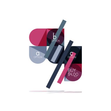 En az daire temiz soyut seçeneği adım Infographic tasarım öğesi, geometrik şekiller - Tur kareler, daireler ve satırları düzeni ile örnek metin