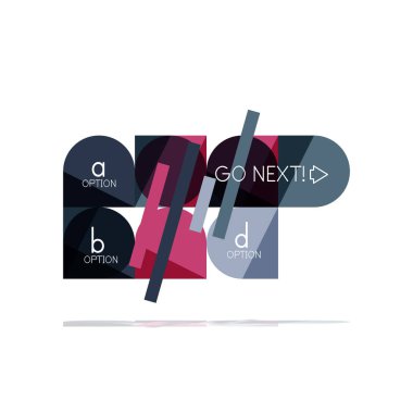 En az daire temiz soyut seçeneği adım Infographic tasarım öğesi, geometrik şekiller - Tur kareler, daireler ve satırları düzeni ile örnek metin