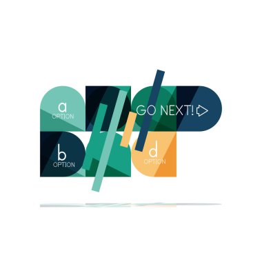 En az daire temiz soyut seçeneği adım Infographic tasarım öğesi, geometrik şekiller - Tur kareler, daireler ve satırları düzeni ile örnek metin