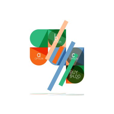 En az daire temiz soyut seçeneği adım Infographic tasarım öğesi, geometrik şekiller - Tur kareler, daireler ve satırları düzeni ile örnek metin