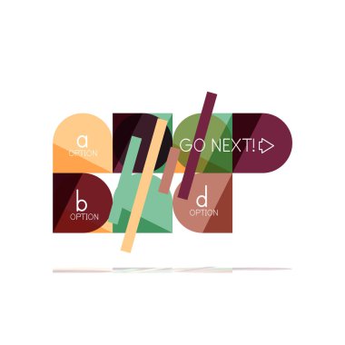 En az daire temiz soyut seçeneği adım Infographic tasarım öğesi, geometrik şekiller - Tur kareler, daireler ve satırları düzeni ile örnek metin