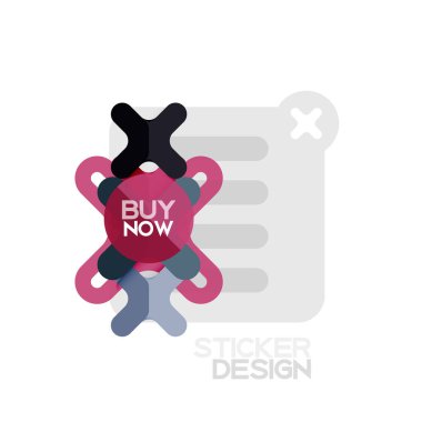 Düz tasarım çapraz şekil geometrik etiket simge, kağıt tarzı tasarım şimdi satın almak ile iş veya web sunumu, app veya arayüzü düğmeleri, internet web sitesi mağaza afiş ve etiketleri için örnek metin